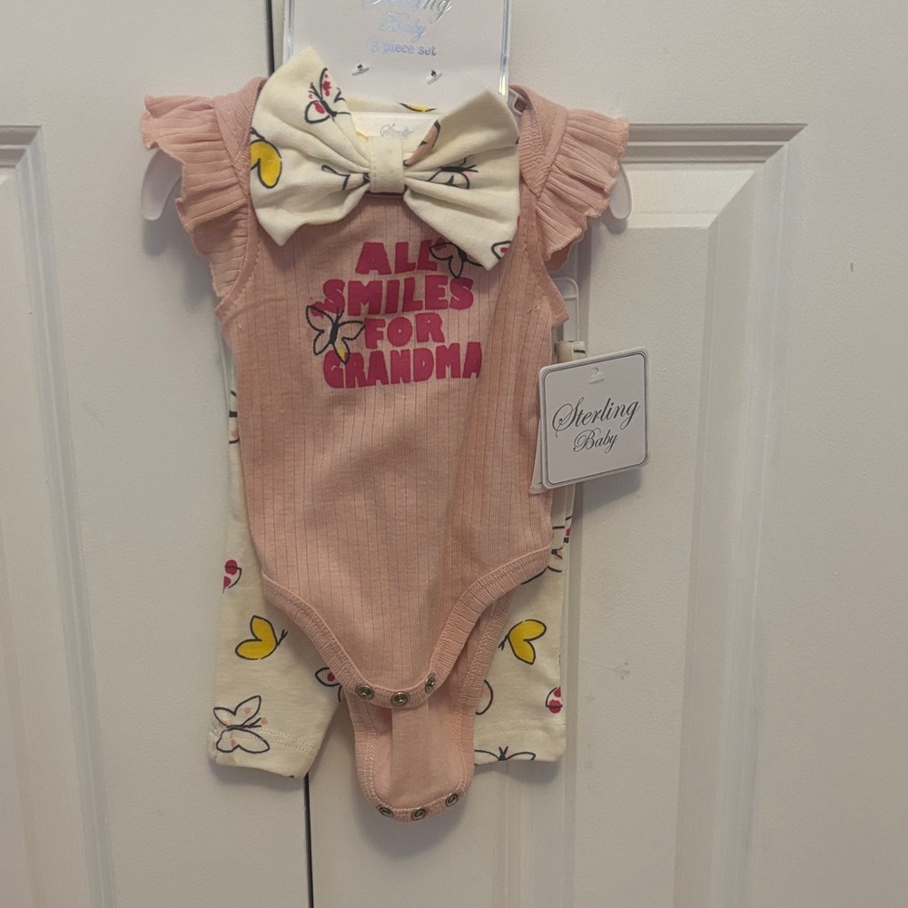 Sterling Baby Pink and Cream Bodysuit with Bow